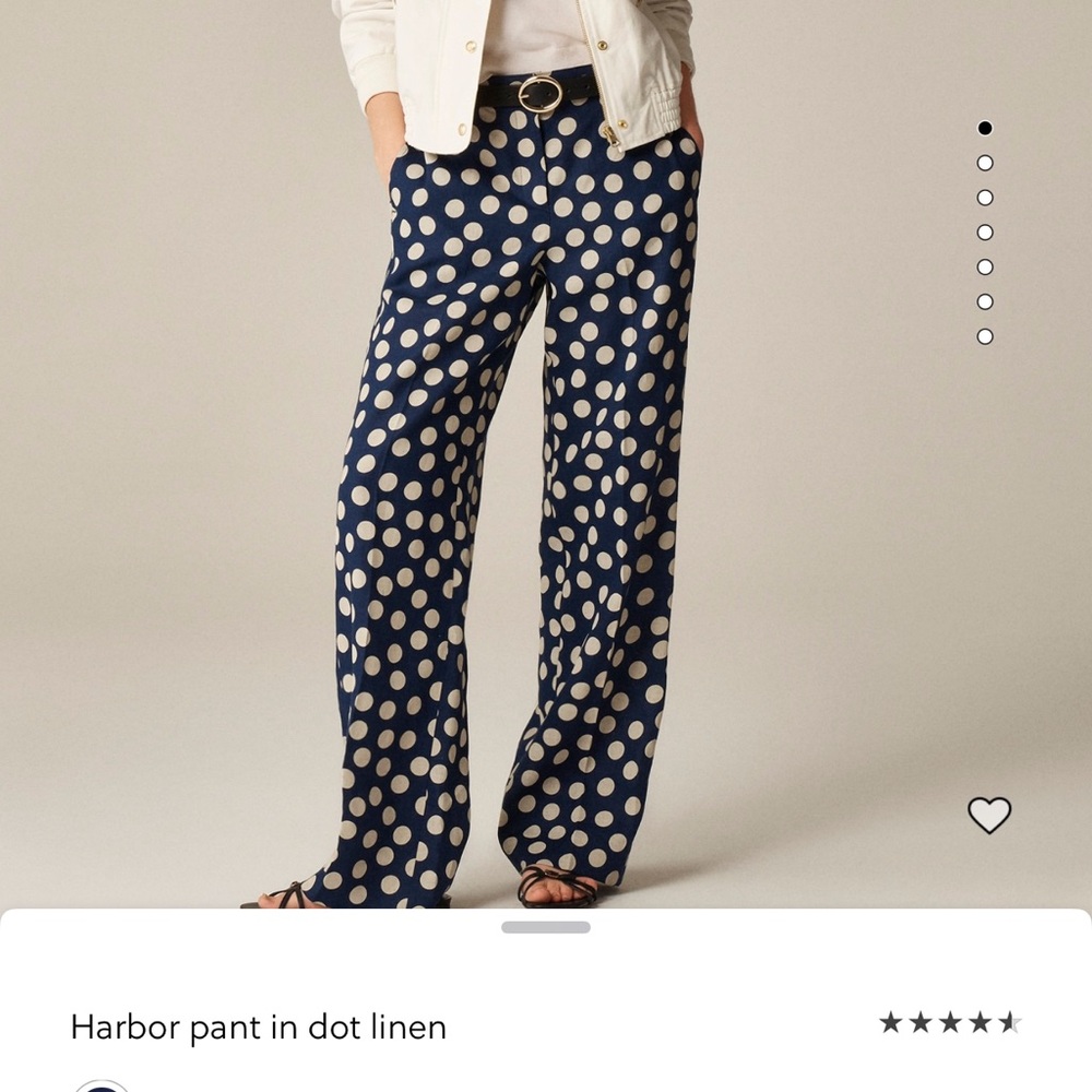 Navy Polka Dot Linen Pants